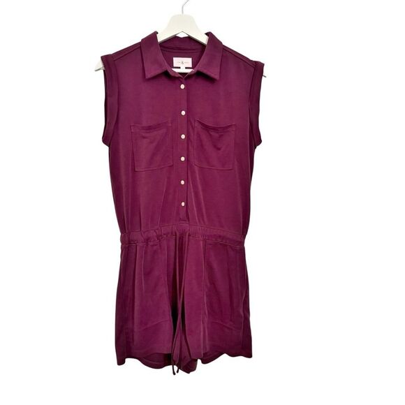 Lou & Grey Burgundy Sandwashed Sleeveless Romper size small - Picture 2 of 9